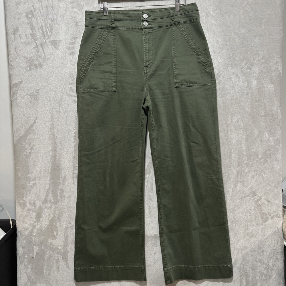Frame Women's Pants Size 32 Le Slim Palazzo Wide Leg Washed Surplus Green